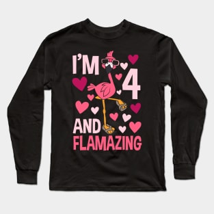 I'm 4 And Flamazing Flamingo Long Sleeve T-Shirt